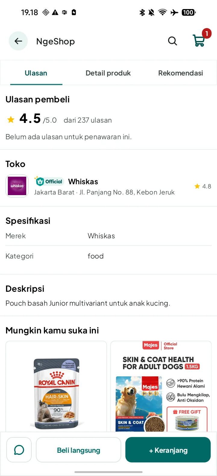 Halaman produk di ngeShop
